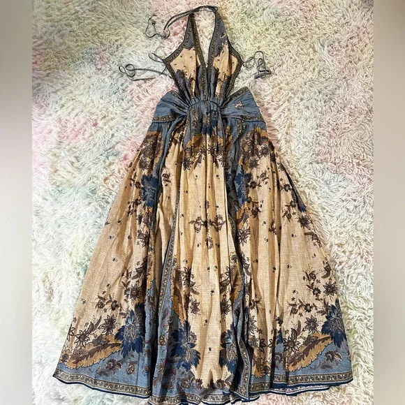 New Zimmermann Ascension Plunge Halter Maxi Dress Size 0 - Picture 5 of 15